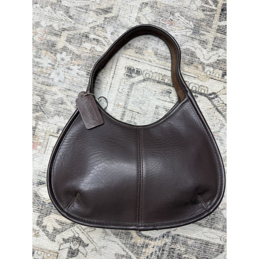 Vtg COACH 'Ergo Mini Dark Brown Leather Shoulder Bag Charm 90s Rare 0532 USA